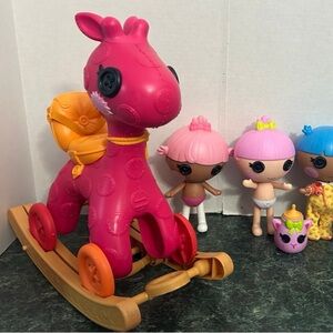 Lalaloopsy Little Dolls, Rocking Horse & Bottle Bundle Lot